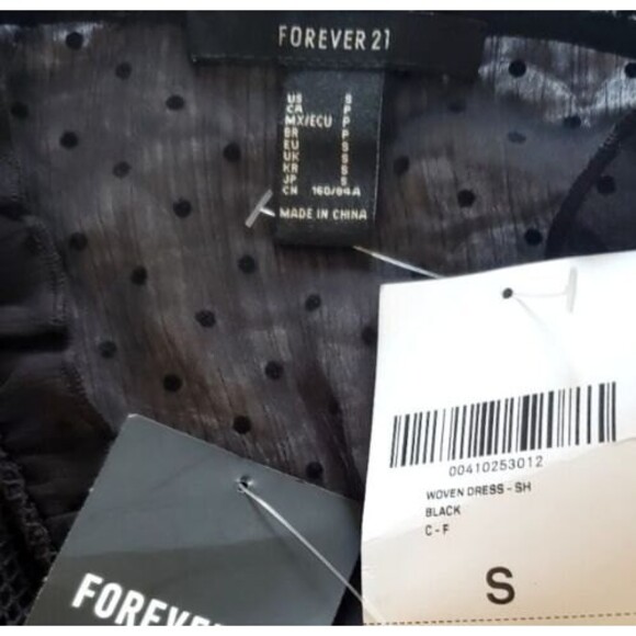 Forever 21 Black Long Sheer Blouse W/Tank Puff Sheer long Sleeve Tunic NWT Sz S - Picture 7 of 9